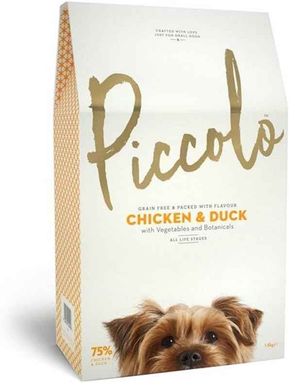 Bag of Piccolo chicken and duck dry food for small breed dogs, 1.5kg
