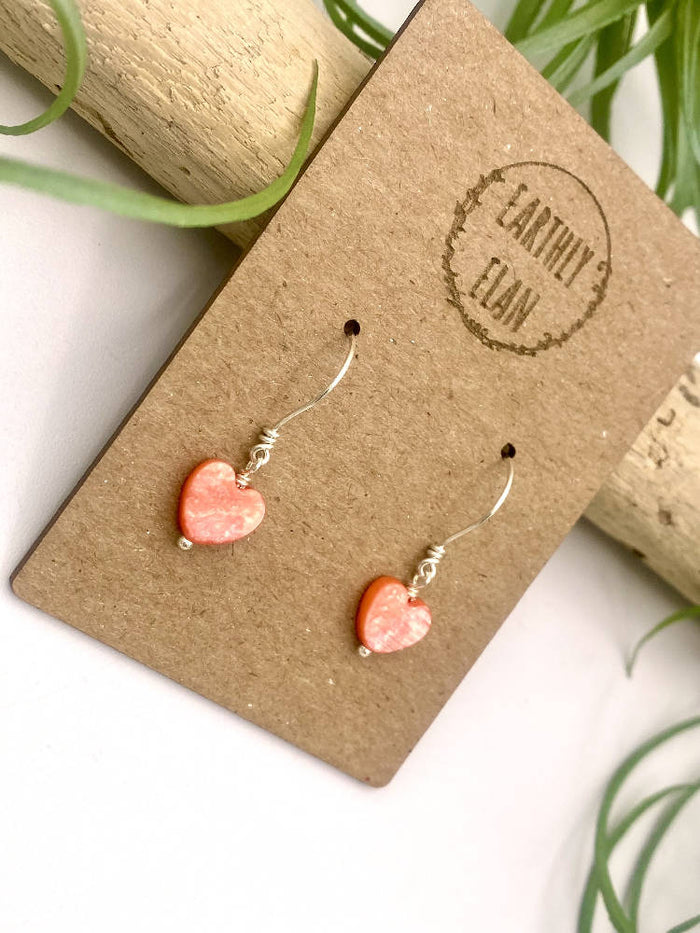 Pink Shell Heart Earrings