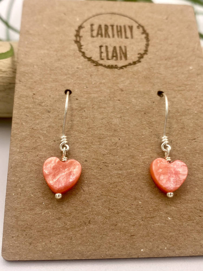 Pink Shell Heart Earrings