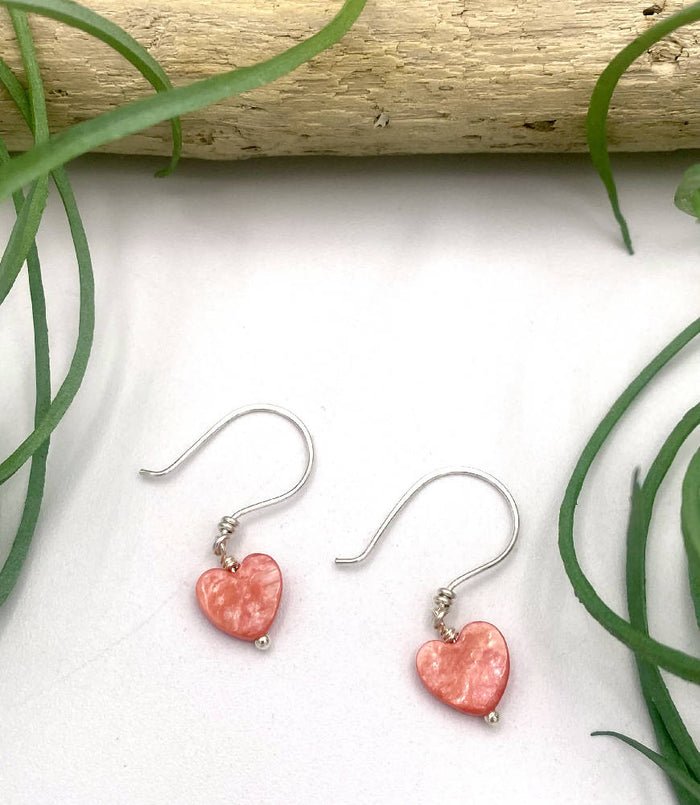 Pink Shell Heart Earrings