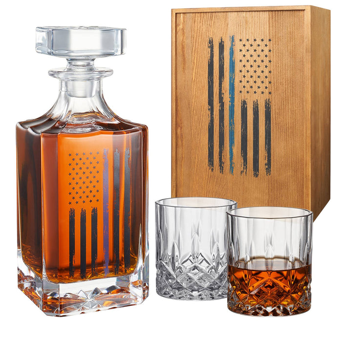Police American Flag Whiskey Set