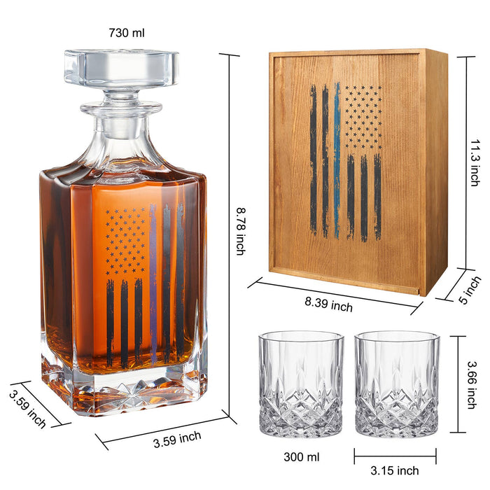 Police American Flag Whiskey Set