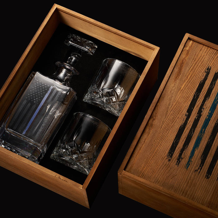 Police American Flag Whiskey Set