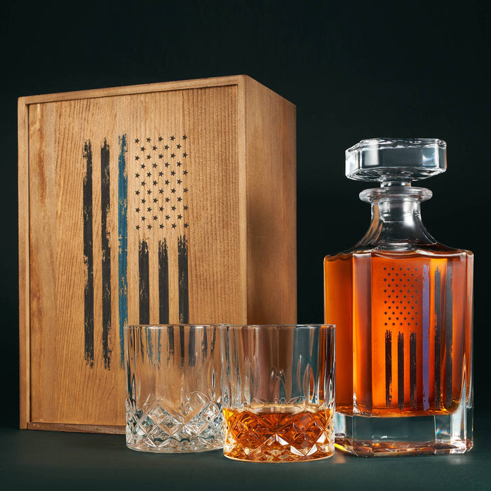 Police American Flag Whiskey Set
