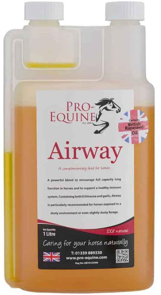 Pro-Equine Airway 1 litre bottle of liquid respiratory supplement for horses
