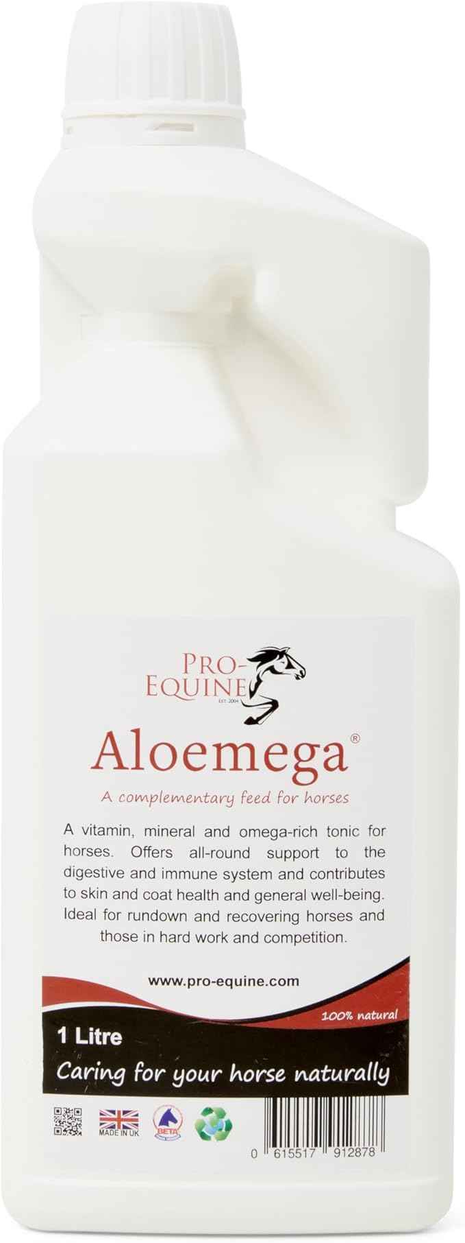 Pro-Equine Aloemega 1 litre bottle of aloe vera and sea buckthorn horse tonic