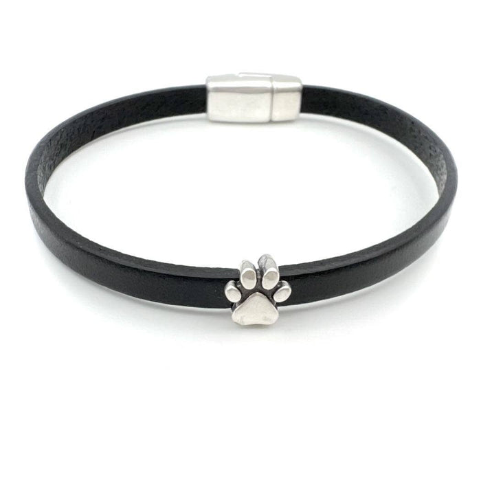 Puppy Paw Leather Bracelet Black / Medium