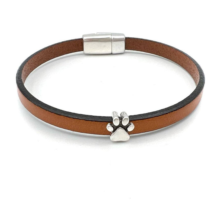 Puppy Paw Leather Bracelet Black / Medium
