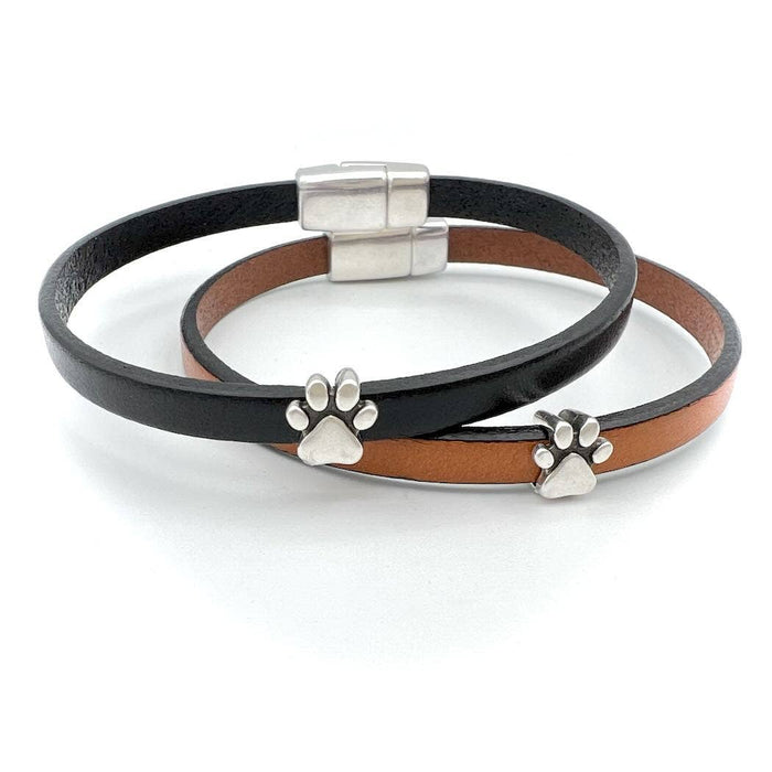 Puppy Paw Leather Bracelet Tan / Medium