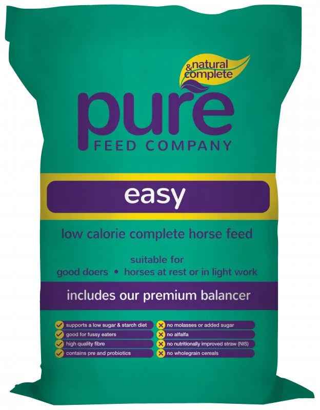 15kg bag of Pure Easy, the Pure Feed Company's low-calorie high-fibre complete horse feed