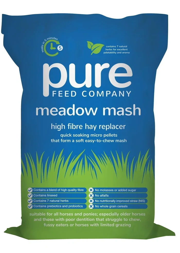 Pure Feed Company Pure Meadow Mash 15kg bag of fast-soaking micro-pellet hay replacer