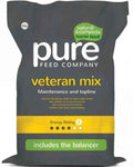 15kg bag of Pure Veteran Mix, a soft-chop complete feed for senior horses from the Pure Feed Company