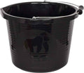 Red Gorilla Premium Bucket in black, a rigid ribbed 15 litre bucket with a reinforced metal carry handle