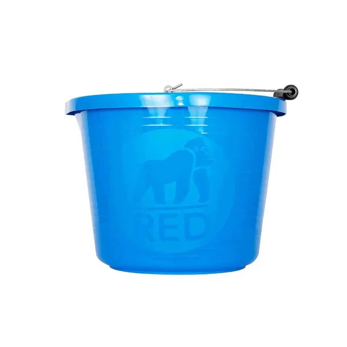 Red Gorilla Premium Bucket in blue, a 15 litre plastic bucket with a reinforced metal handle