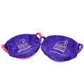 Red Gorilla TubCover twin pack in purple, elasticated feed tub covers printed Breakfast and Dinner