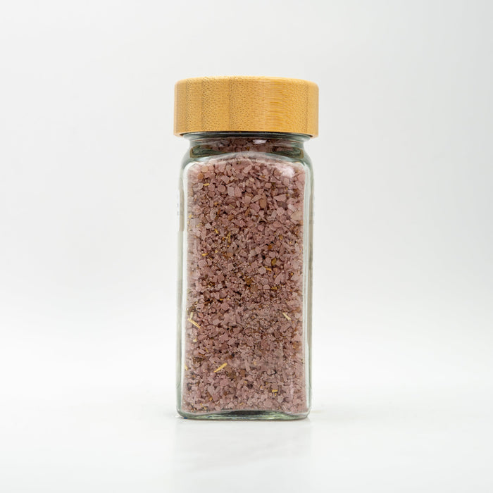 Unlabeled jar for salt texture and color.