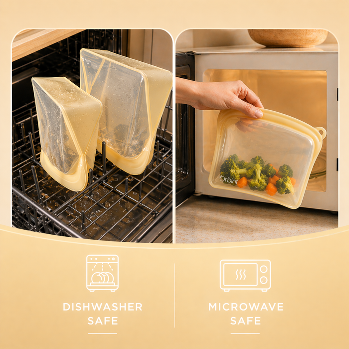 Reusable Silicone Food Storage Bags – Leakproof Freezer Bags 10oz - Yellow