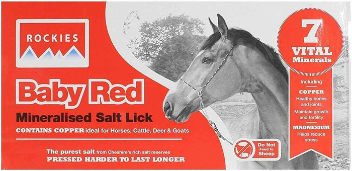 Rockies Baby Red mineralised salt lick, a small compressed block for horses