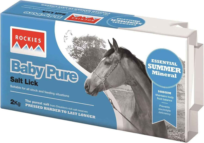 Rockies Baby Pure salt lick, a plain compressed Cheshire salt block for horses