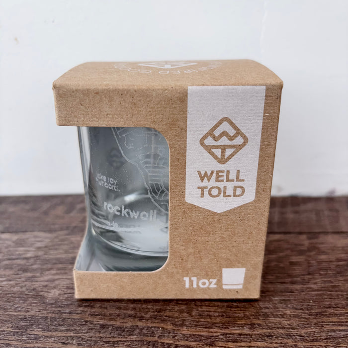 Rockwall TX Map Rocks Whiskey Glass - Lyla's: Clothing & Gifts - Online and Rockwall Texas Boutique
