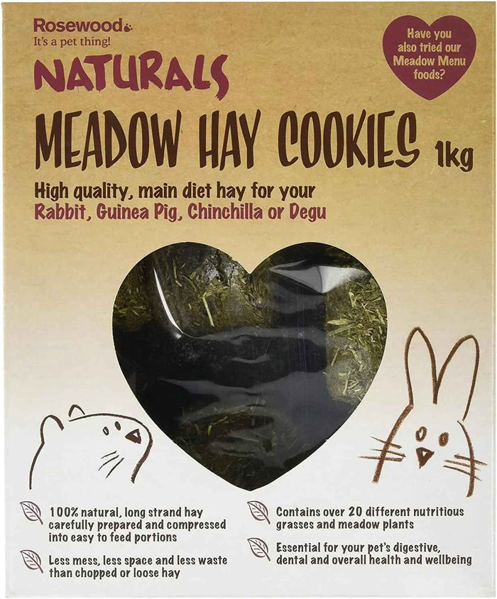 Rosewood Naturals meadow hay cookies, compressed hay portions for rabbits and guinea pigs, 1kg pack