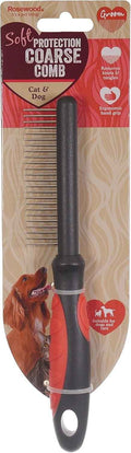 Rosewood Soft Protection coarse comb for dogs and cats, wide-spaced metal teeth with a moulded grip