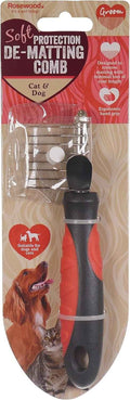 Rosewood Soft Protection de-matting comb for dogs and cats, bladed head with small teeth and a moulded grip