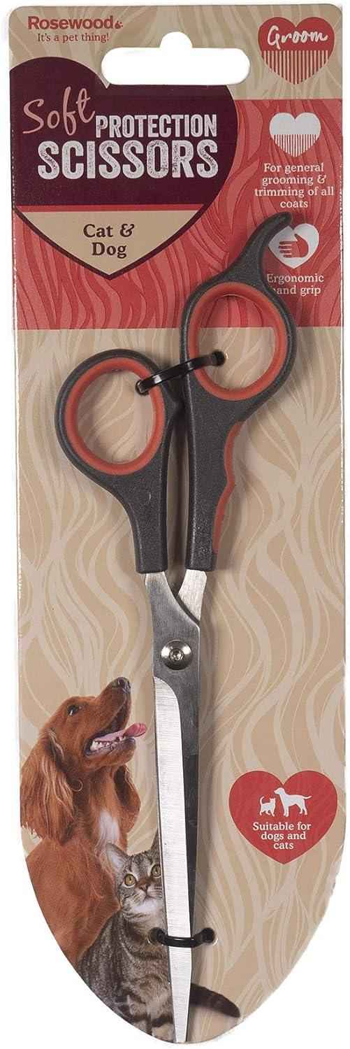 Rosewood Soft Protection grooming scissors for cats and dogs, straight blades with moulded finger grips