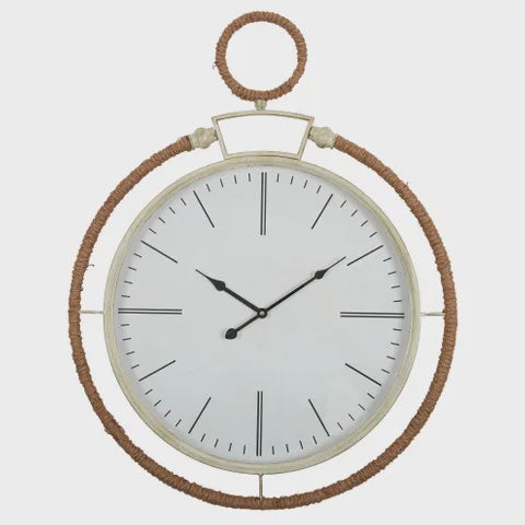 Round Metal Jute Clock  60cm