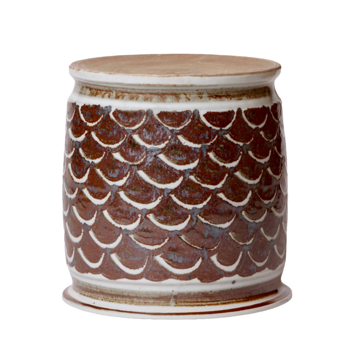 Rustic Copper Glazed Dragon Scale Porcelain Cachepot