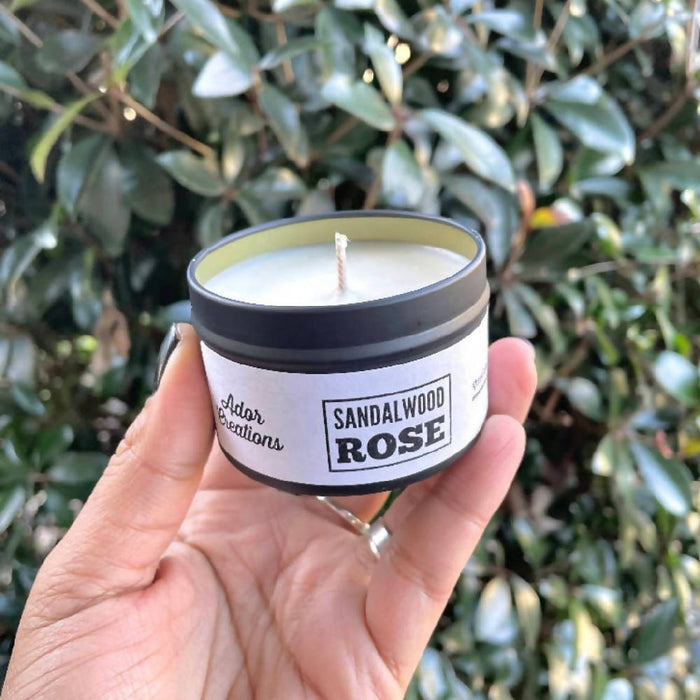 Sandalwood Rose Soy Candle Tin 4 oz - Set of 2