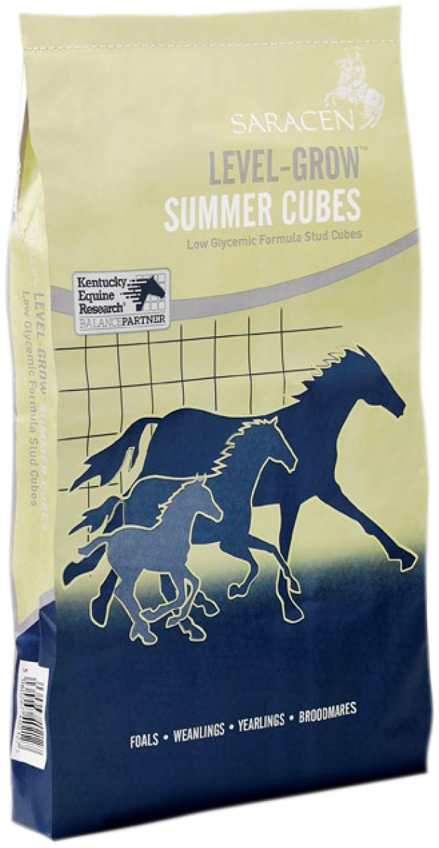 Saracen Level-Grow Cubes Summer Formula 20kg bag, low glycaemic stud cube for foals and youngstock