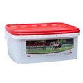 Saracen Pasture-Lick 10kg vitamin and mineral block for horses, shown in its tub