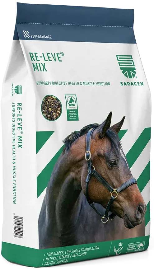 Saracen Re-Leve Mix 20kg, a cereal free low starch mix for performance horses