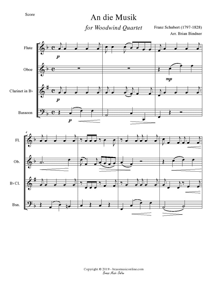Schubert - An die Musik - Woodwind Quartet