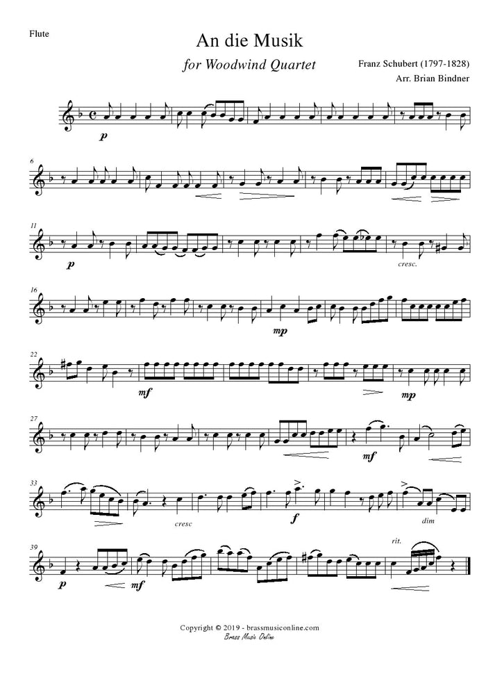 Schubert - An die Musik - Woodwind Quartet