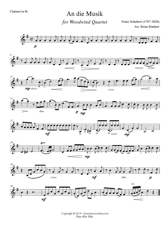 Schubert - An die Musik - Woodwind Quartet