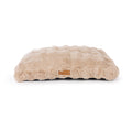 Scruffs Alpine faux fur dog mattress in champagne, flat rectangular pad with no raised sides
