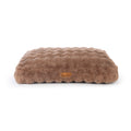 Scruffs Alpine mattress dog bed in taupe, large, with a thick-cut faux fur top