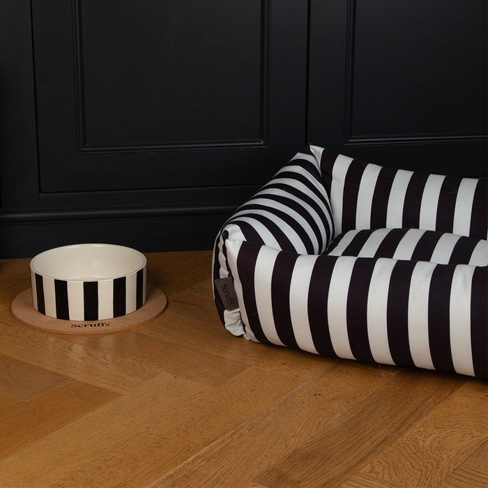 Third view of the Scruffs Amalfi black stripe box bed in extra large, 90 x 70 x 18cm