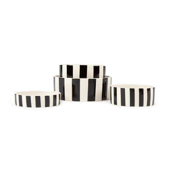 Fourth view of the Scruffs Amalfi black stripe stoneware bowl, 13cm size