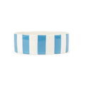 Scruffs Amalfi stoneware pet bowl in blue with hand-painted stripes