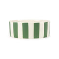 Scruffs Amalfi stoneware dog bowl in green with hand-painted stripes, 19cm across