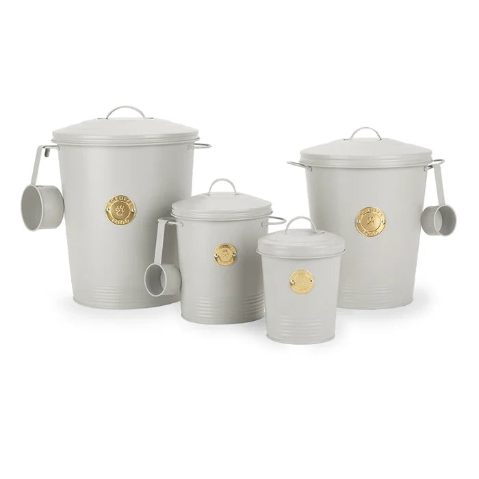 Scruffs Cantina light grey canister shown with its lid lifted away