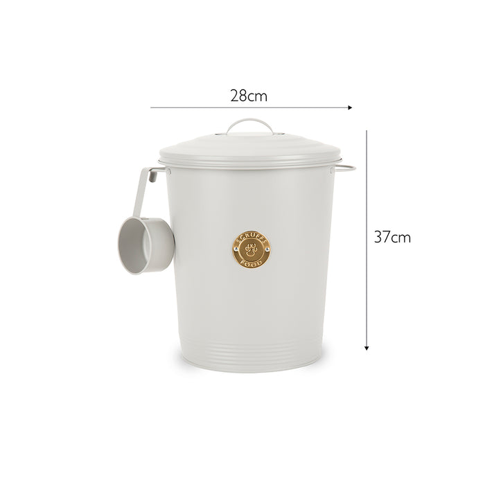 Scruffs Cantina light grey canister photographed with the measuring scoop beside it