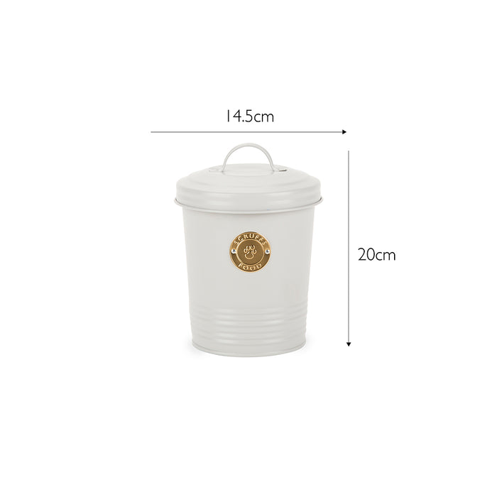 Scruffs Cantina light grey canister pictured alongside the supplied scoop