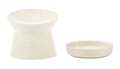 Scruffs Icon raised cat feeder in plain cream stoneware, bowl set on a tall pedestal base