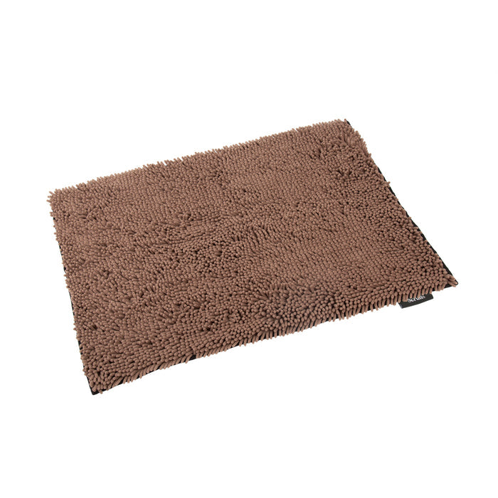 Scruffs Noodle dry mat in chocolate brown, showing the looped microfibre chenille pile