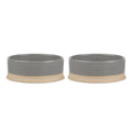 Scruffs Scandi non-tip pet bowl in grey stoneware, with a flared base and a band of unglazed natural clay