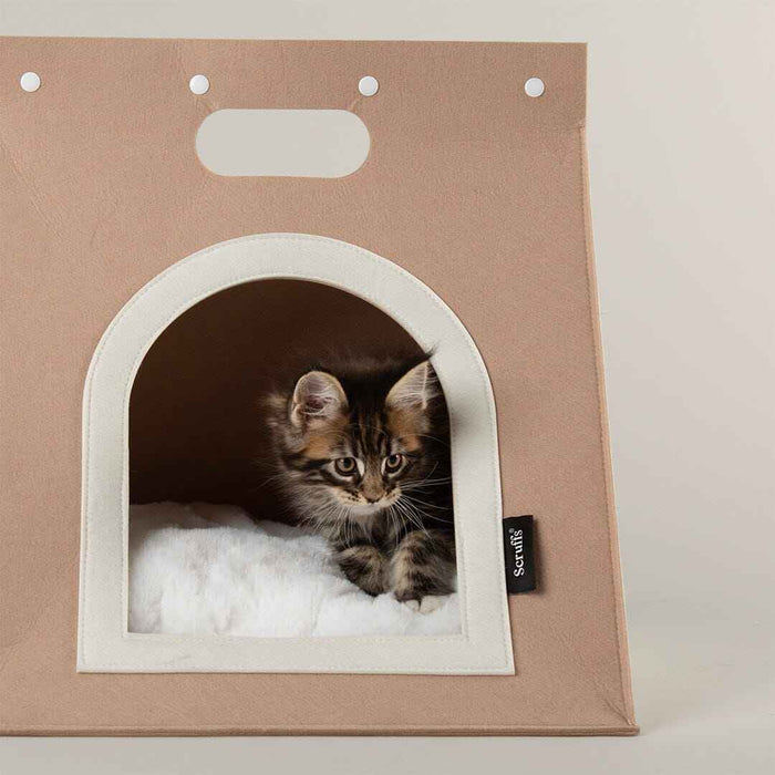 Third view of the Scruffs Stockholm felt bag cat bed, 40 x 45 x 40cm